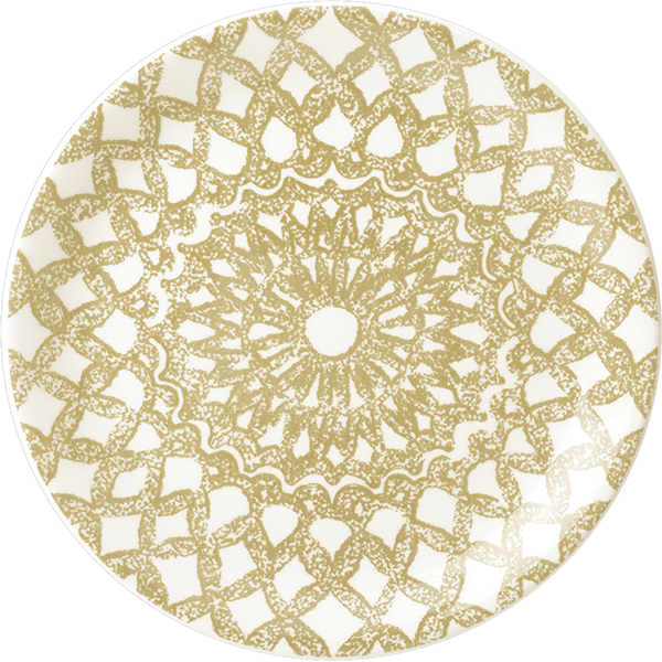 Тарелка пирожковая «Инк»; фарфор; D=15,H=2см; бежевый цвет ,белый