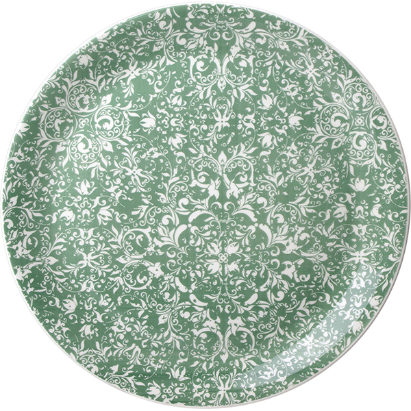 Тарелка мелкая «Инк»; фарфор; D=30,H=2см; зеленый ,белый