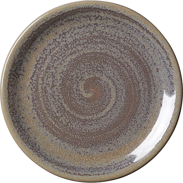 Тарелка пирожковая «Революшн»; фарфор; D=154,H=10мм; серый, коричневый 