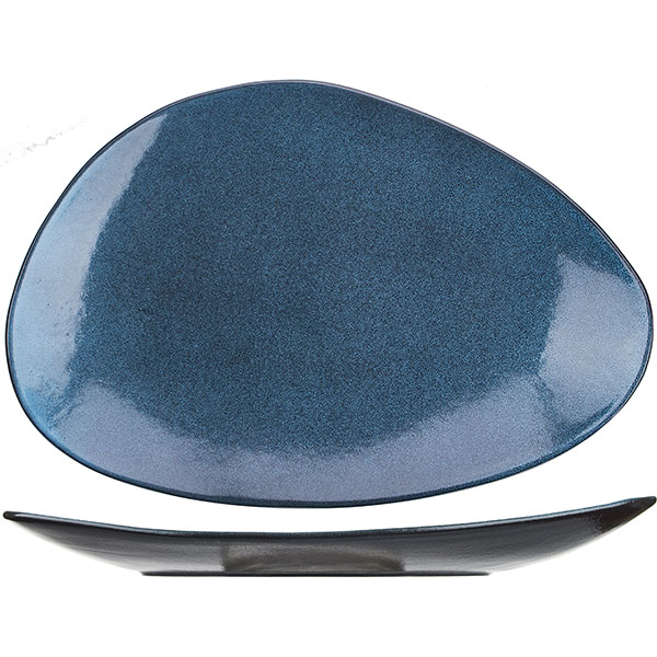 Тарелка «Млечный путь голубой»   фарфор   ,H=45,L=370,B=250мм Борисовская Керамика