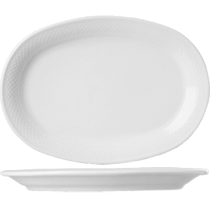 Блюдо овальное «Портофино»; материал: фарфор; высота=2, длина=30, ширина=21 см.; белый