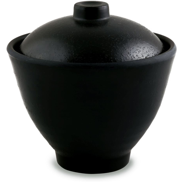 Бульонная чашка с крышкой;  пластик;  265мл;  D=105,H=79мм;  черный
