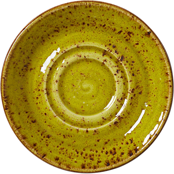 Блюдце «Крафт Эппл»; фарфор; D=145, H=17мм; желто-зеленое