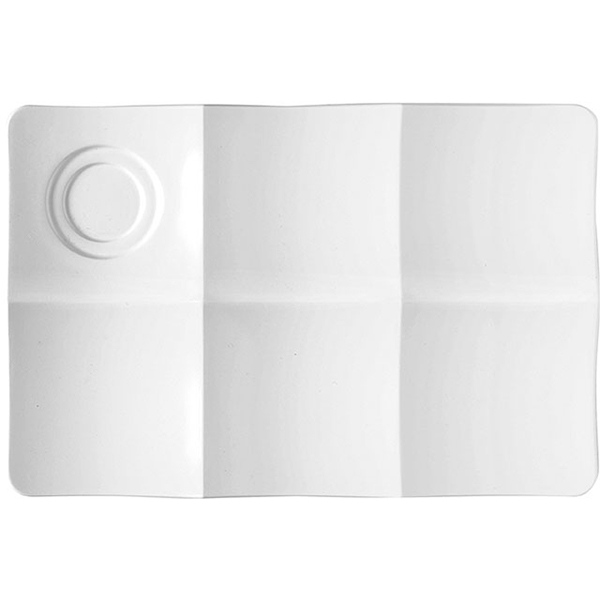 Прямоугольная тарелка с 6 отделениями «Апи»; фарфор; L=27, B=18см; белый