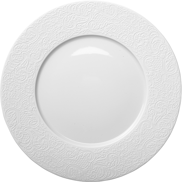 Блюдо круглое с широким бортом «Коллекшн Эль Кутюр»; фарфор; D=32см; белый