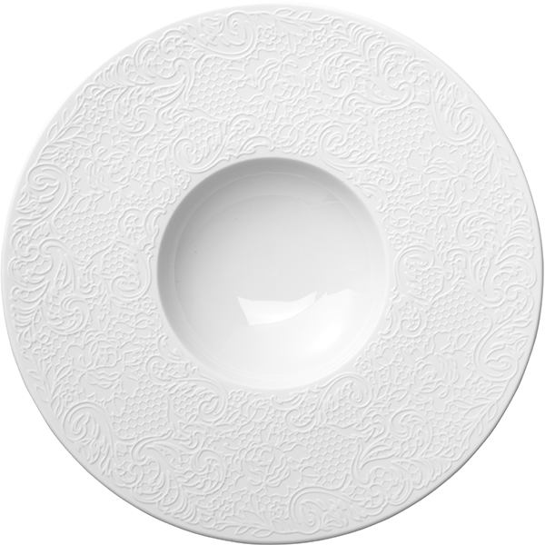 Тарелка с широким бортом «Коллекшн Эль Кутюр»; фарфор; D=28см; белый