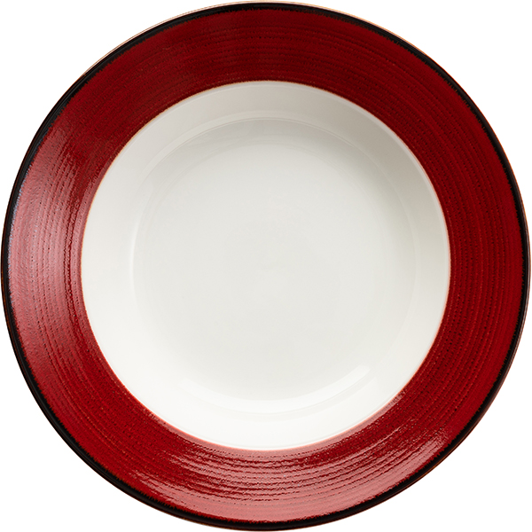 Тарелка для супа «Джаспер»; фарфор; D=227, H=48мм; белый, красный