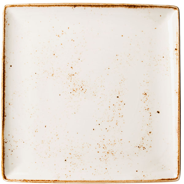 Блюдо квадратное «Крафт Вайт»; фарфор; , H=18, L=270, B=270мм; белый, коричнев.