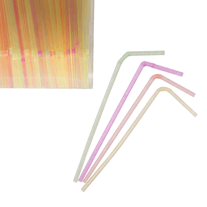 Трубочки со сгибом неоновые[1000шт]; полипропилен; D=5, L=210мм; разноцветн.