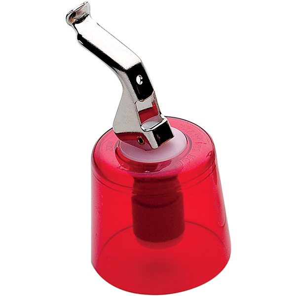 Пробка для вина с рычагом; резина, пластик; D=42, H=78мм; красный