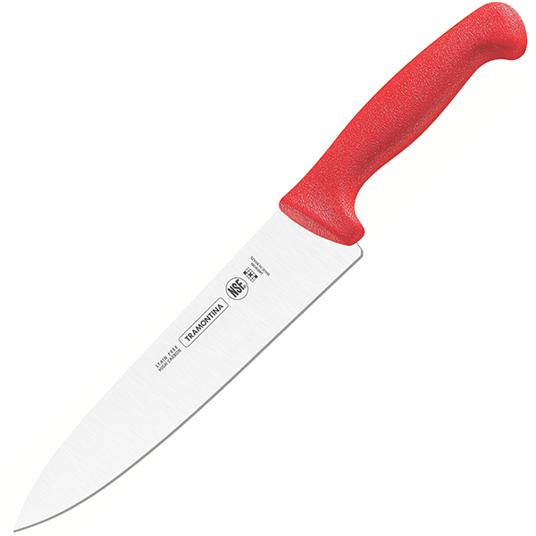 Нож поварской «Профешионал Мастер»; сталь нержавеющая, пластик; , L=34/20см; красный