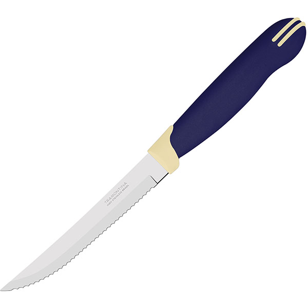Нож для стейка «Мультикалор»  сталь нержавеющая, пластик  , L=110/215, B=15мм Tramontina