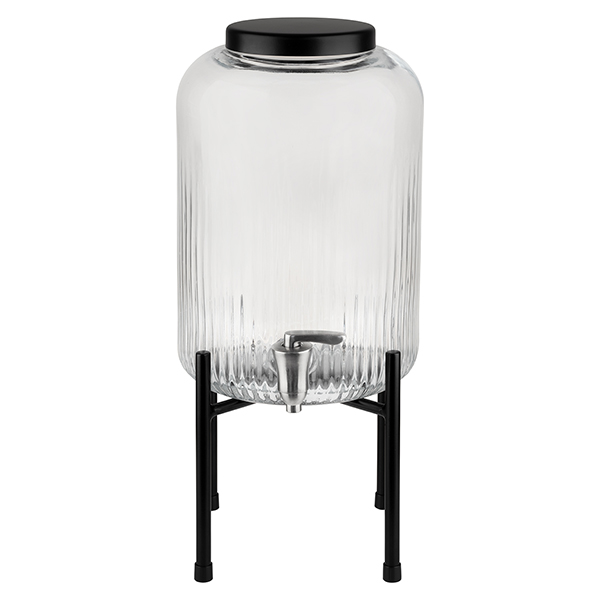 Диспенсер для холодных напитков «Индастриал»; стекло, сталь нержавеющая; 7л; D=20, H=45см; прозрачный, черный