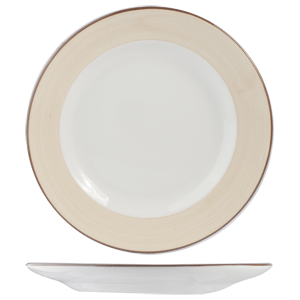 Тарелка «Чино»; материал: фарфор; диаметр=300, высота=35 мм; цвета: белый, бежевый