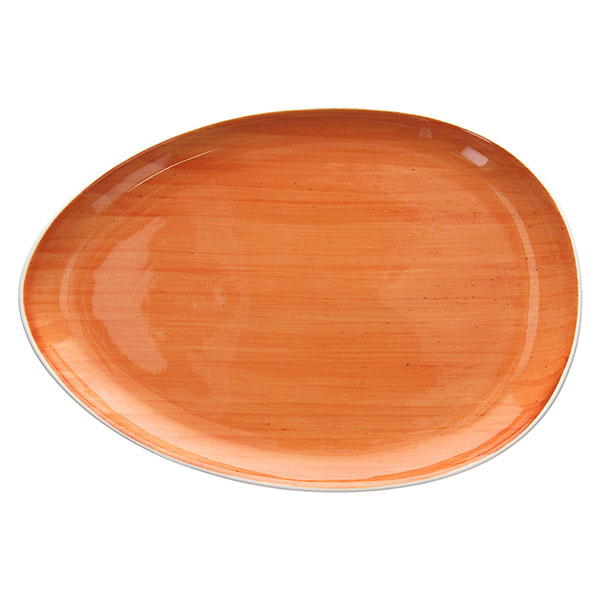 Тарелка овальная «Би-Раш»; фарфор; , L=35, 5, B=25см; оранжев., белый