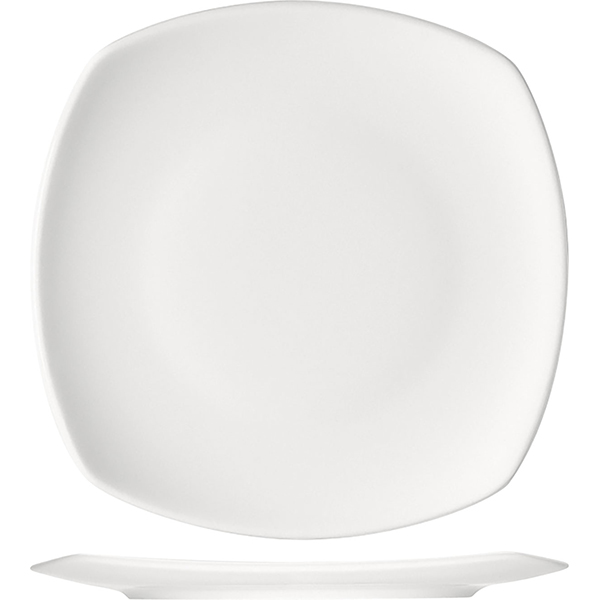 Тарелка квадратная «Опшенс»; материал: фарфор; высота=8, длина=24.5, ширина=24.5 см.; белый