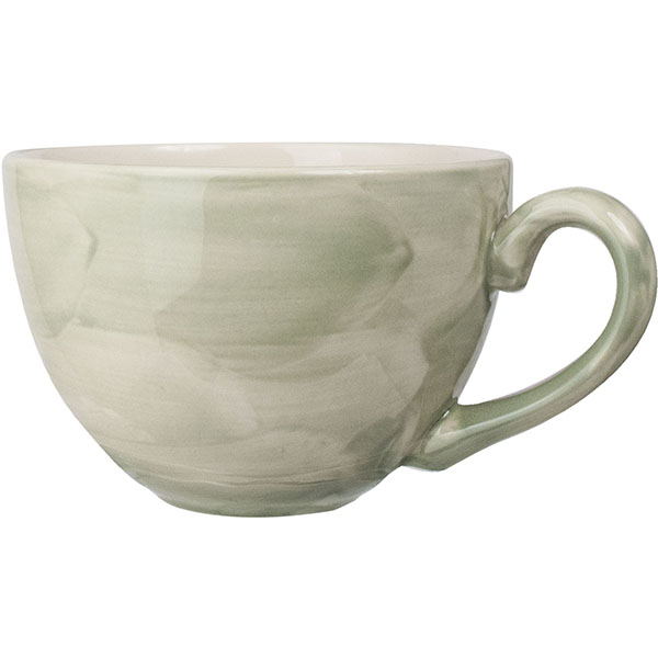 Чашка чайная «Феннель»; фарфор; 340мл; D=100, H=70, L=128мм; зелен., бежев.