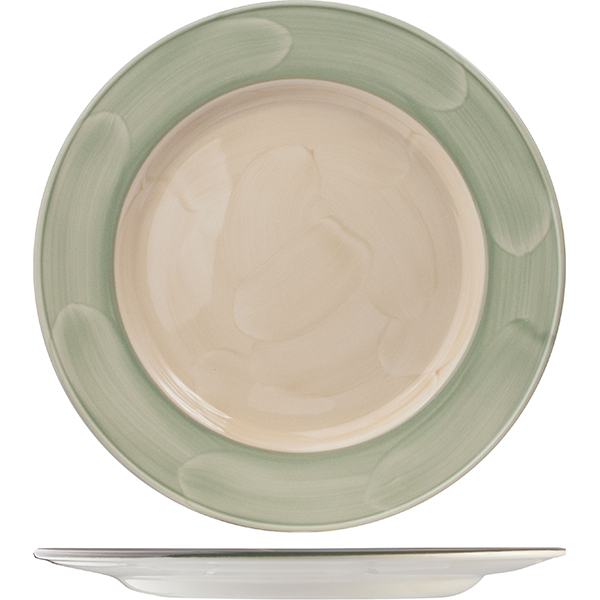 Тарелка сервировочная «Феннель»; материал: фарфор; диаметр=30 см.; зеленый, бежевый