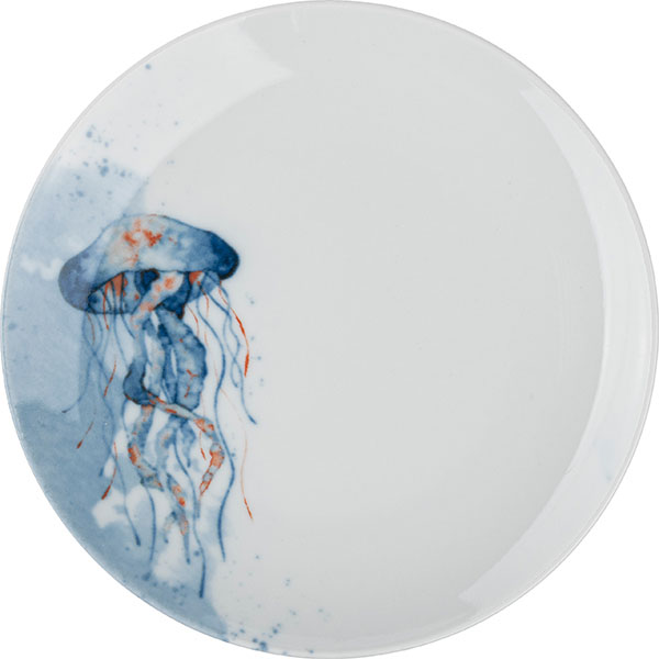 Тарелка «Универсал» Медуза; фарфор; D=175, H=20мм; белый, синий