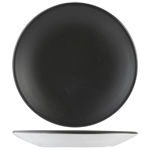 Тарелка «Даск Контур»; фарфор; D=255, H=28мм; черный, белый