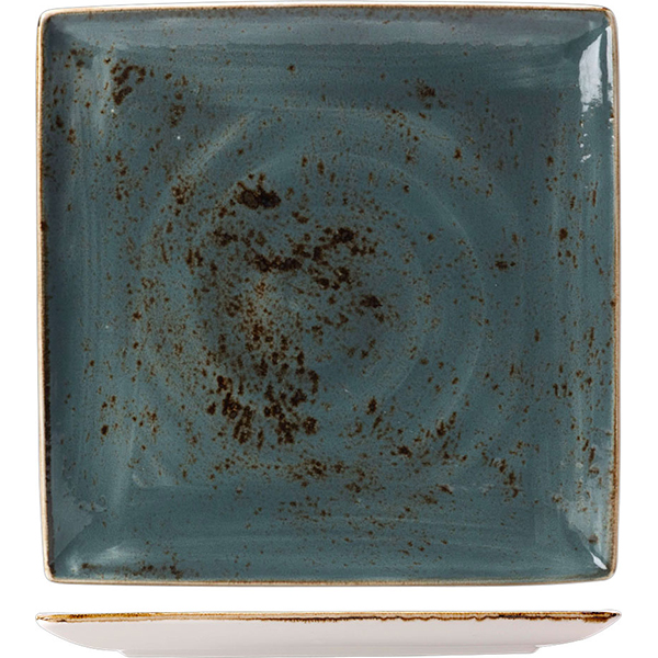 Блюдо квадратное «Крафт»; материал: фарфор; высота=1.8, длина=27, ширина=27 см.; синий