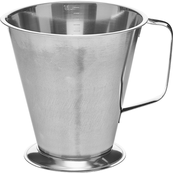 Мерный стакан; сталь нержавеющая; 1.5л; диаметр=15.5/18.5, высота=16.5 см.; металлический