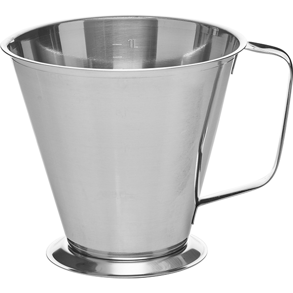 Мерный стакан; сталь нержавеющая; объем: 1 литр; диаметр=14/18, высота=14 см.; металлический