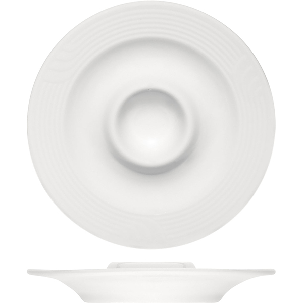 Подставка для яйца «Карат»; материал: фарфор; диаметр=13, высота=2.5 см.; белый