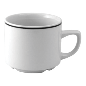 Чашка чайная «Блэк Лайн»; материал: фарфор; 225 мл; диаметр=8, высота=6, длина=11 см.; белый, цвет: черный