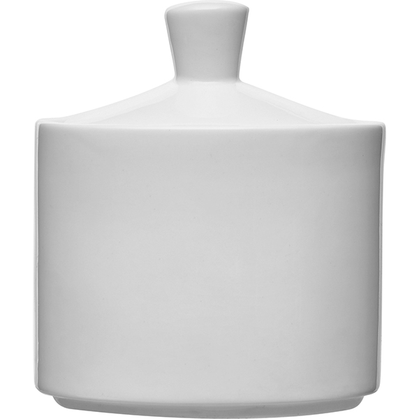 Сахарница с крышкой «Монако Вайт»; материал: фарфор; 180 мл; высота=95, длина=85, ширина=65 мм; белый