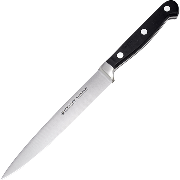 Нож для филе гибкий «Глория Люкс»; сталь; длина=265/150, ширина=20 мм; цвет: черный