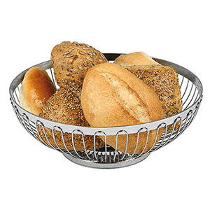 Корзина для хлеба овальная; сталь нержавеющая; высота=8.5, длина=24.5, ширина=18 см.; металлический