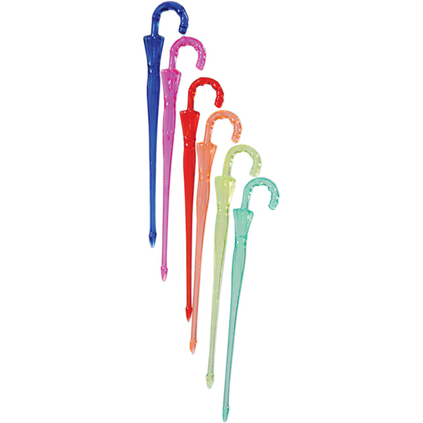 Пики для канапе «Зонтик» (300 штук); полистирол; длина=9 см.; разноцветные