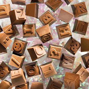 Форма для шоколада «Буквы и цифры 1часть» (24 штуки)  поликарбонат  высота=18, длина=26, ширина=26 см. MATFER