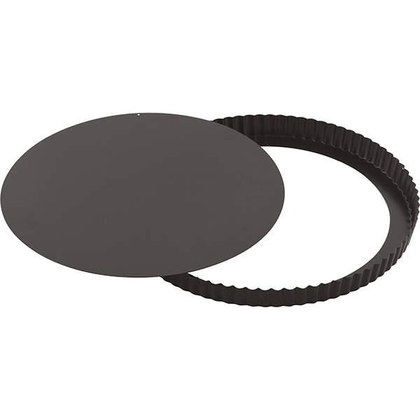 Форма для выпечки съемное дно; антипригарное покрытие; диаметр=32, высота=2.5 см.; цвет: черный