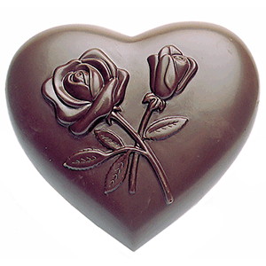 Форма для шоколада «Сердце с цветами» [4 шт]; поликарбонат; длина=10, ширина=10 см.