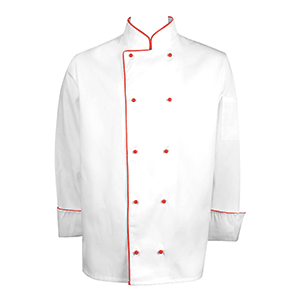 Куртка поварская с окантовкой 44 размер ; твил; белый,красный