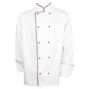 Куртка поварская с окантовкой 48 размер ; твил; белый,бордо