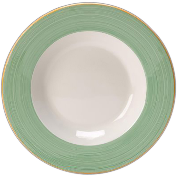 Тарелка для пасты «Рио Грин»; материал: фарфор; диаметр=27 см.; цвет: белый, зеленый