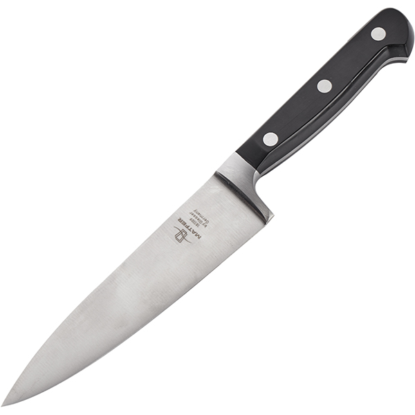 Нож поварской; сталь, пластик; длина=15, ширина=3.6 см.; металлический, цвет: черный