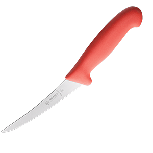Нож для обвалки мяса; сталь нержавеющая,пластик; длина=15 см.; красный