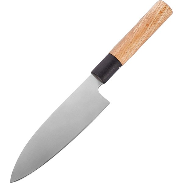 Нож для мяса «Деба»; сталь нержавеющая, дерево; длина=16.5 см.; металлический,бежевая