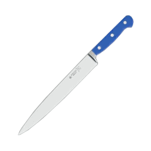 Нож кухонный универсальный; сталь, пластик; длина=18 см.; голубой,металлический