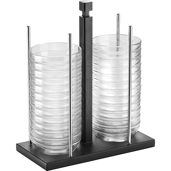 Набор салатников на подставке (24 штуки); стекло, сталь нержавеющая; диаметр=12 см.