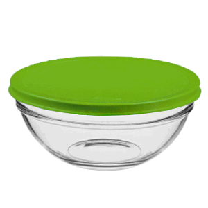Салатник с крышкой «Шеф»; стекло, пластик; 602 мл; диаметр=140, высота=62 мм; прозрачный, салатовый 