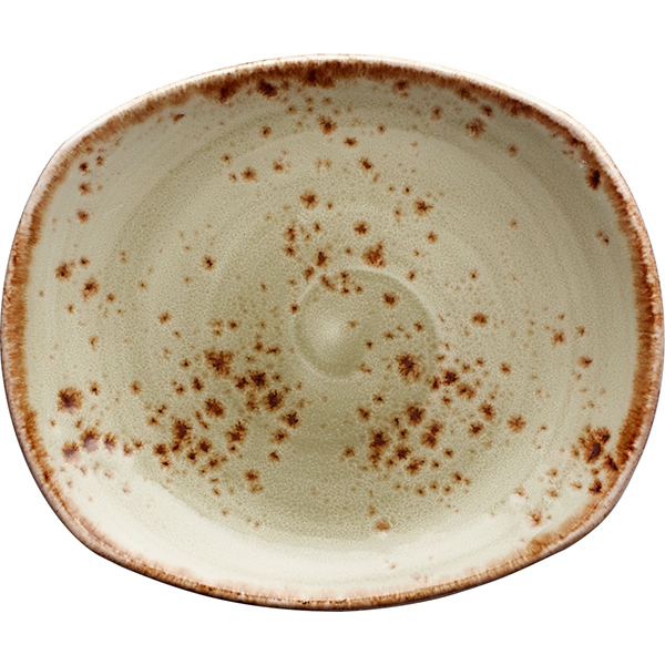 Тарелка пирожковая «Крафт»; материал: фарфор; высота=2, длина=15.2, ширина=13 см.; зеленый