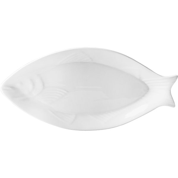 Блюдо для рыбы «Кунстверк»; материал: фарфор; диаметр=32, высота=2.4, длина=33.5, ширина=16.4 см.; белый