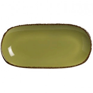 Блюдо овальное «Террамеса олива»; материал: фарфор; высота=20, длина=255, ширина=130 мм; оливковый 