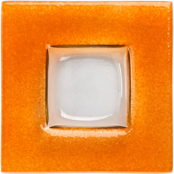 Тарелка квадратная «Бордер»; стекло; высота=21, длина=130, ширина=130 мм; прозрачный,оранжевый цвет