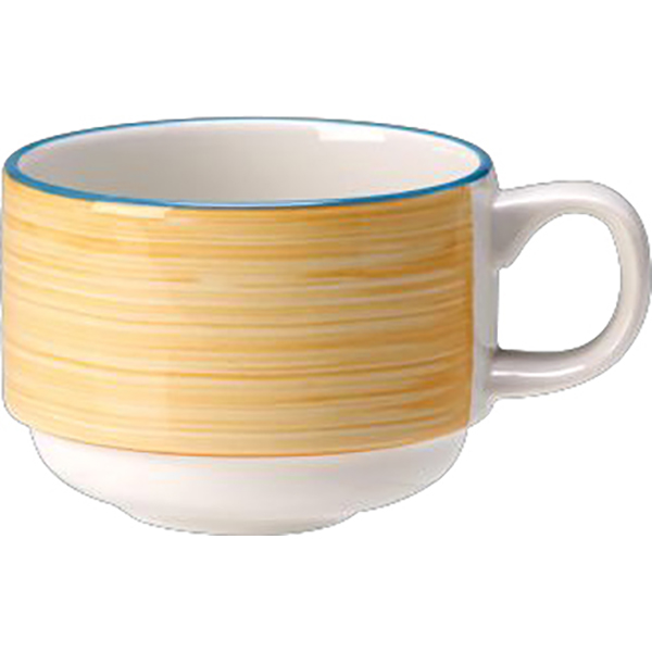 Чашка чайная «Рио Еллоу»; материал: фарфор; 200 мл; диаметр=8, высота=6, длина=11 см.; белый, желтый